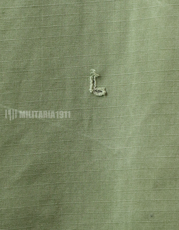 Original Late model ripstop fabric Jungle Fatigue S-R, partially damaged, made in 1968