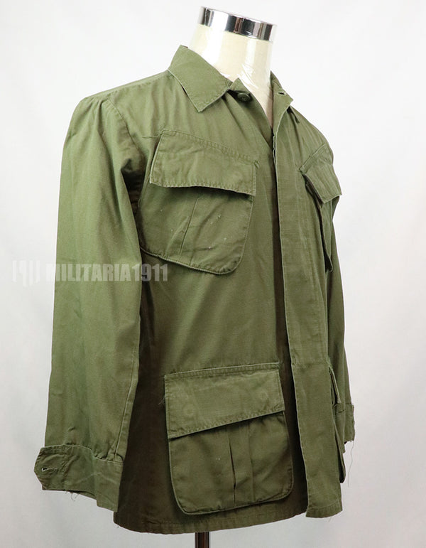 Original Late model, ripstop fabric, jungle fatigues, X-S-S, 1970, missing button, damaged.
