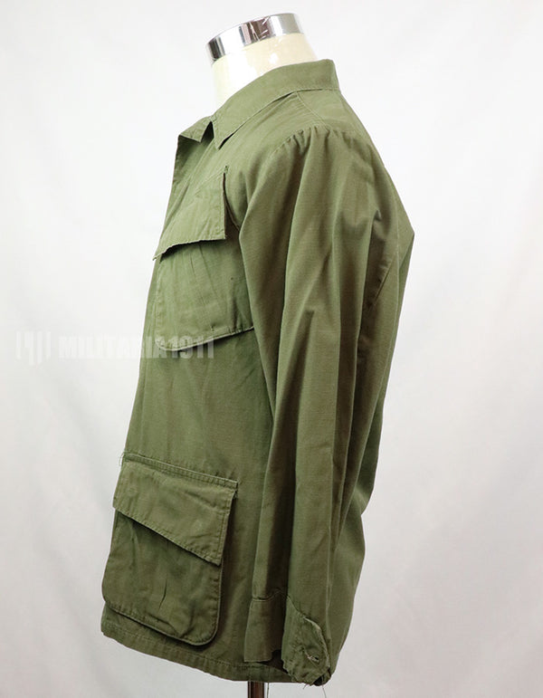 Original Late model, ripstop fabric, jungle fatigues, X-S-S, 1970, missing button, damaged.