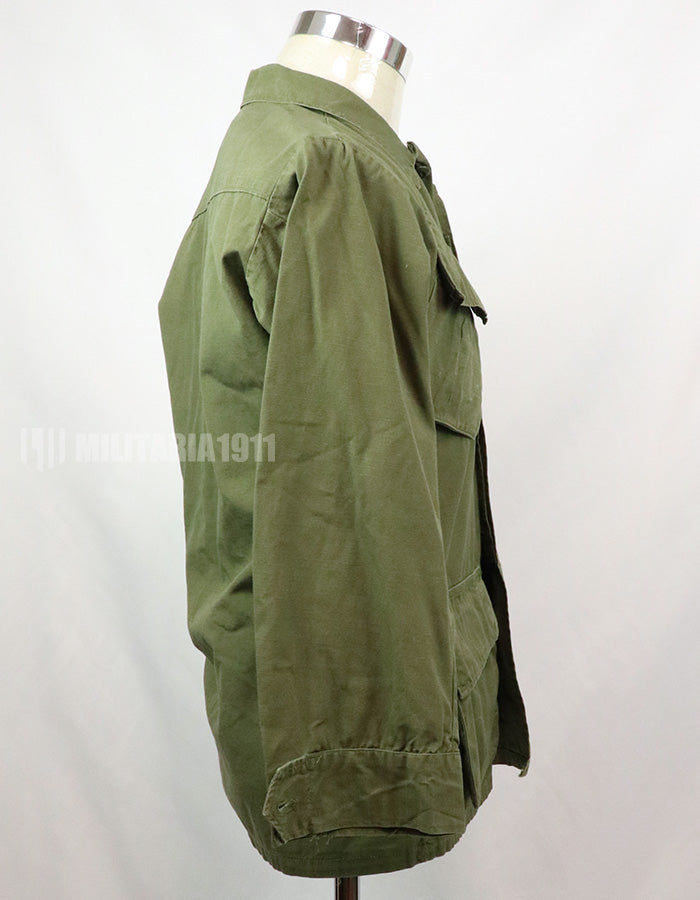 Original Late model, ripstop fabric, jungle fatigues, X-S-S, 1970, missing button, damaged.