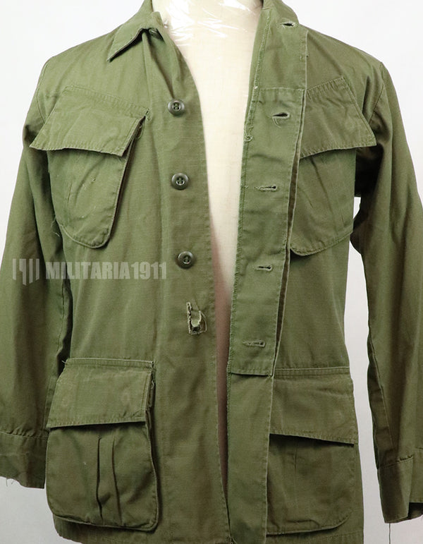Original Late model, ripstop fabric, jungle fatigues, X-S-S, 1970, missing button, damaged.
