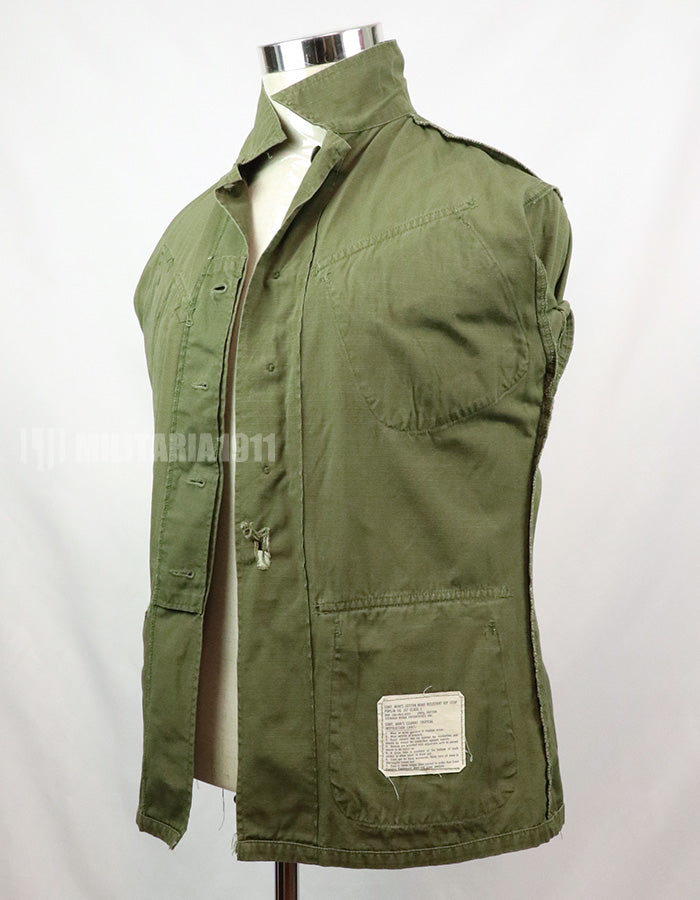 Original Late model, ripstop fabric, jungle fatigues, X-S-S, 1970, missing button, damaged.