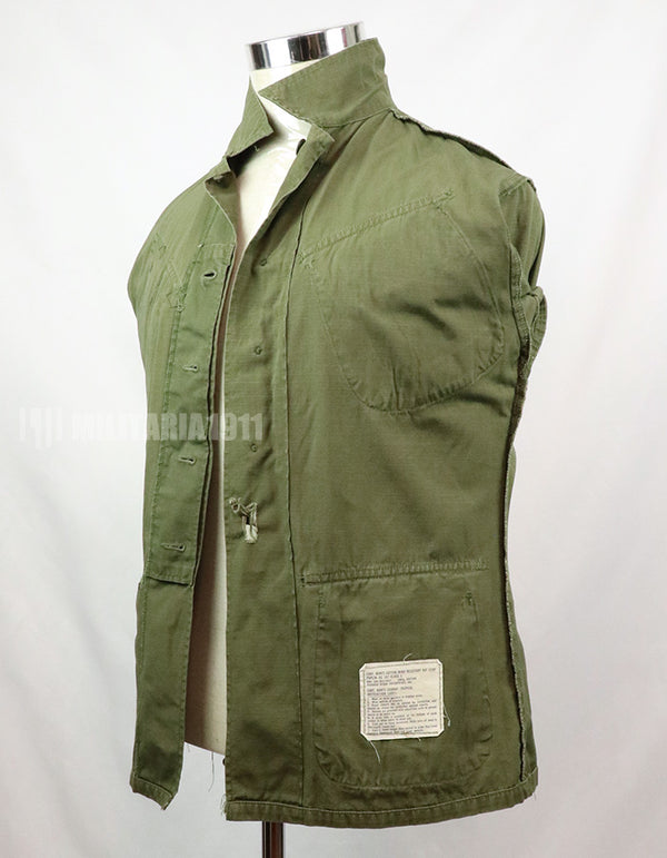 Original Late model, ripstop fabric, jungle fatigues, X-S-S, 1970, missing button, damaged.