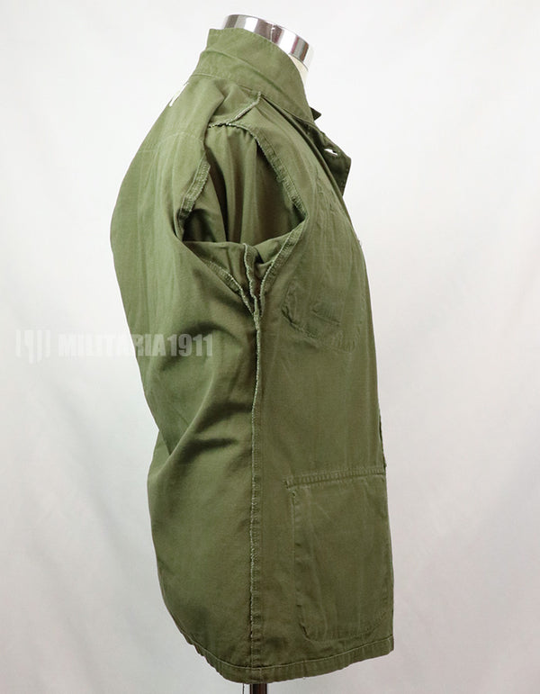 Original Late model, ripstop fabric, jungle fatigues, X-S-S, 1970, missing button, damaged.