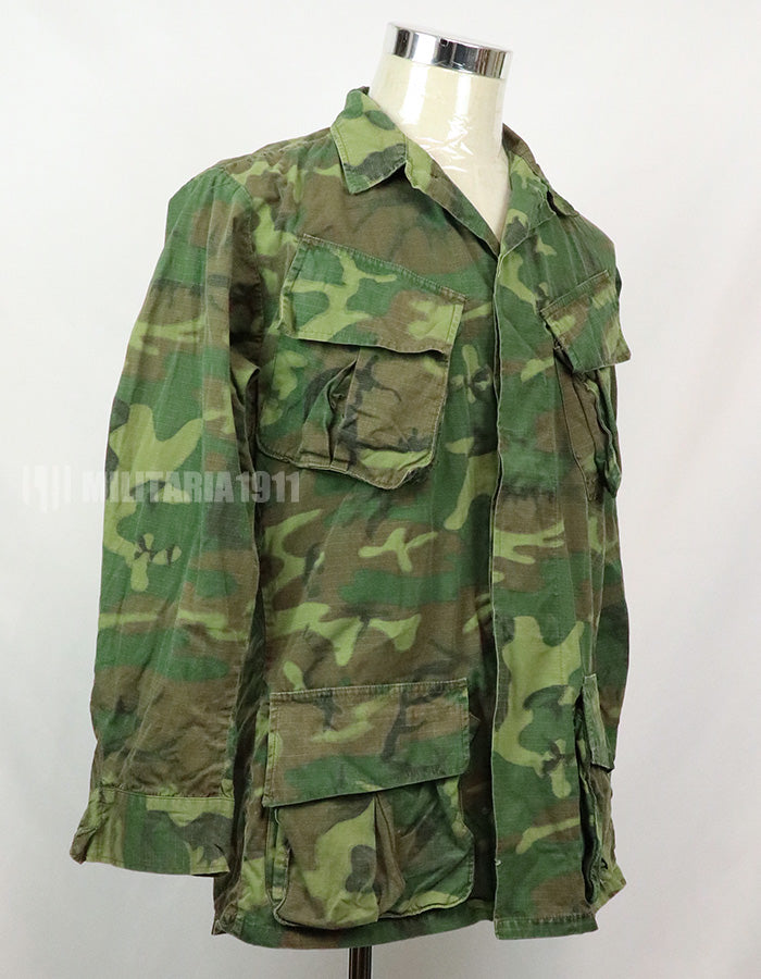 Original US military ERDL jungle fatigues, used, unknown age, faded.