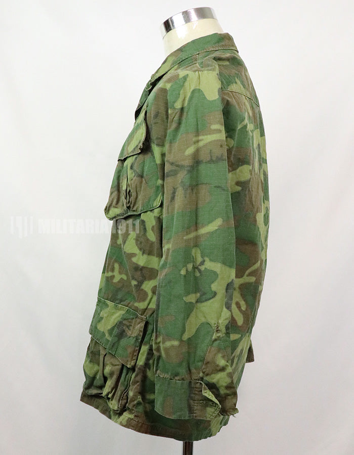 Original US military ERDL jungle fatigues, used, unknown age, faded.