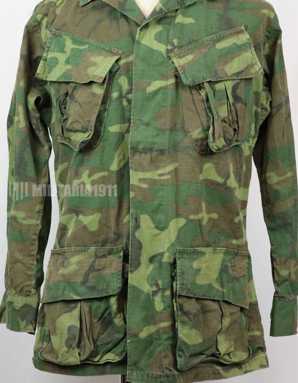 Original US military ERDL jungle fatigues, used, unknown age, faded.