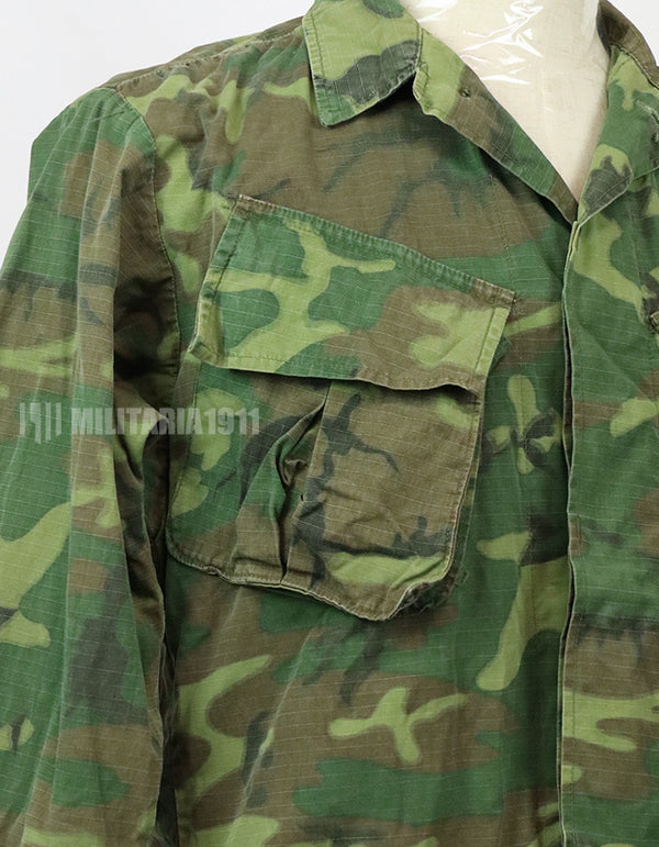 Original US military ERDL jungle fatigues, used, unknown age, faded.