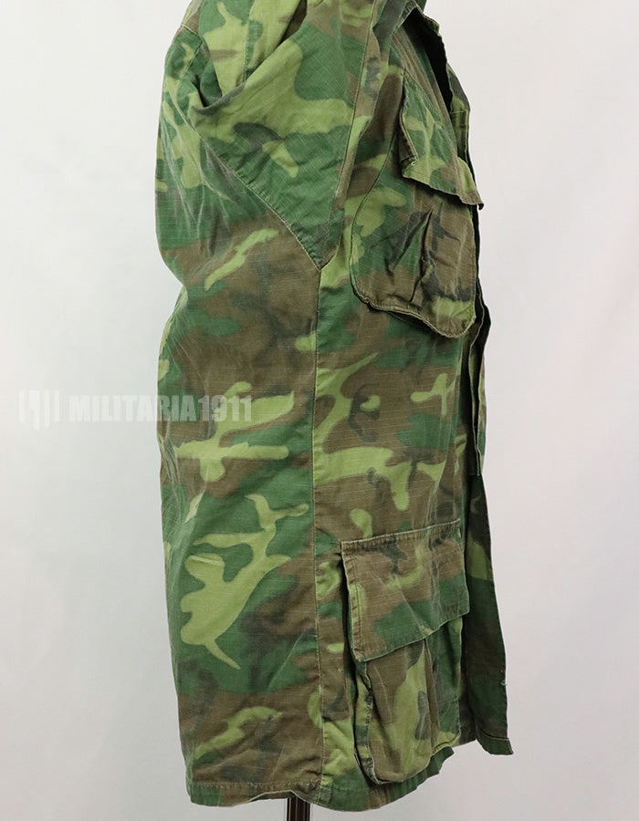Original US military ERDL jungle fatigues, used, unknown age, faded.