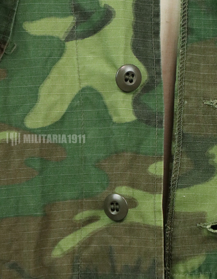 Original US military ERDL jungle fatigues, used, unknown age, faded.