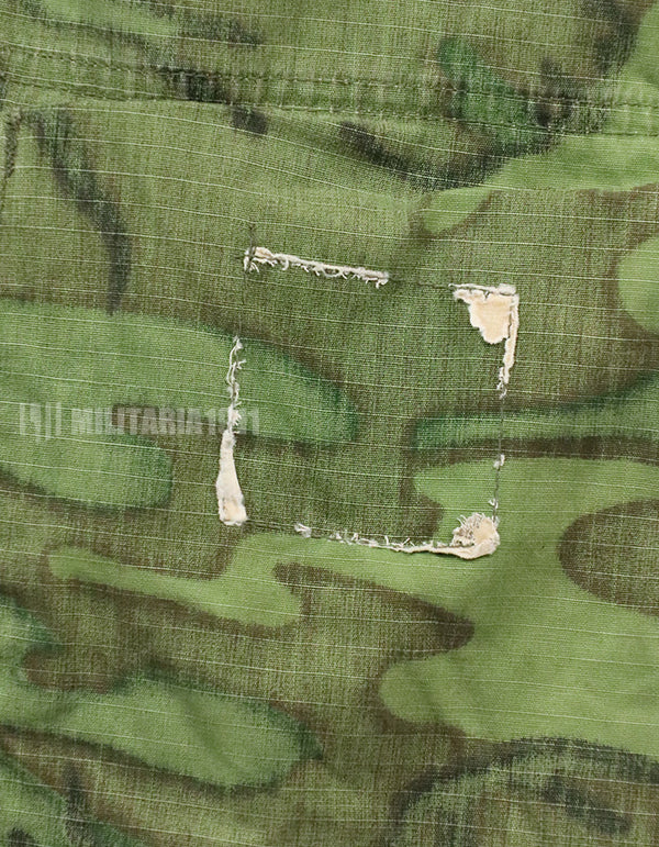 Original US military ERDL jungle fatigues, used, unknown age, faded.
