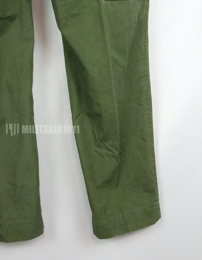 Original 2nd model Jungle Fatigue pants, non-ripstop, worn, scratched, faded. Scuffed, faded