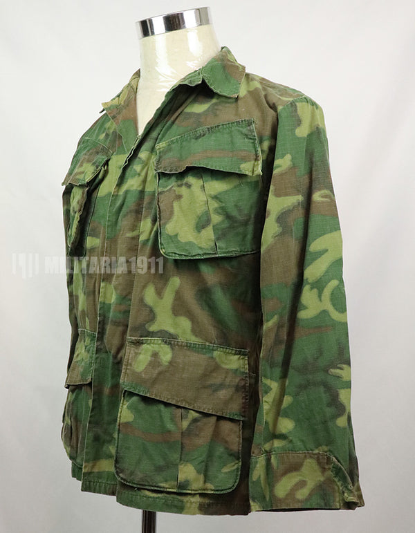 実物　アメリカ軍　ERDL ジャングルファティーグ　リップストップ生地　放出品　1969年製　汚れあり　使用感強い