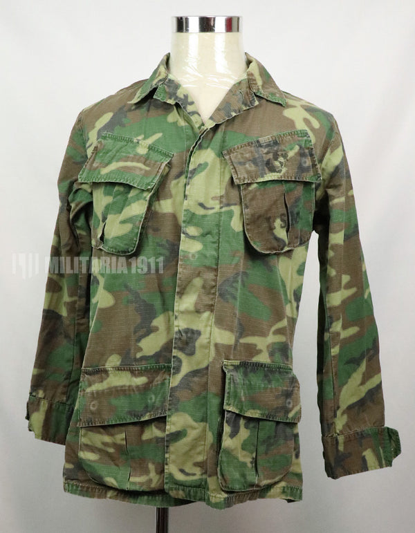 実物　アメリカ軍 USMC　製造年不明　ERDL　ジャングルファティーグジャケット 使用感あり　中古品 グリーンリーフ