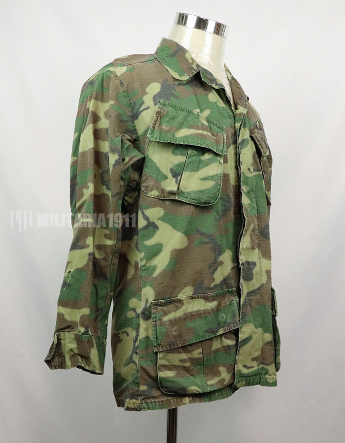実物　アメリカ軍 USMC　製造年不明　ERDL　ジャングルファティーグジャケット 使用感あり　中古品 グリーンリーフ