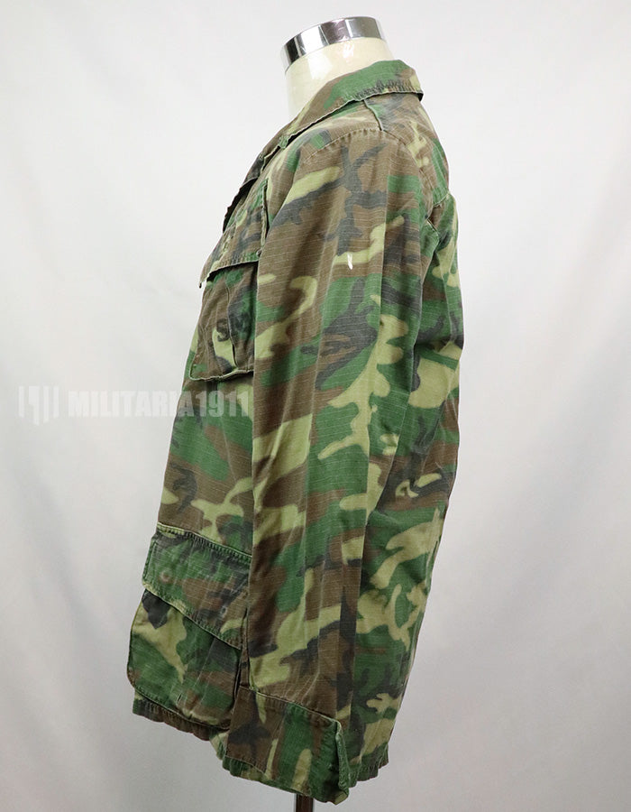 実物　アメリカ軍 USMC　製造年不明　ERDL　ジャングルファティーグジャケット 使用感あり　中古品 グリーンリーフ
