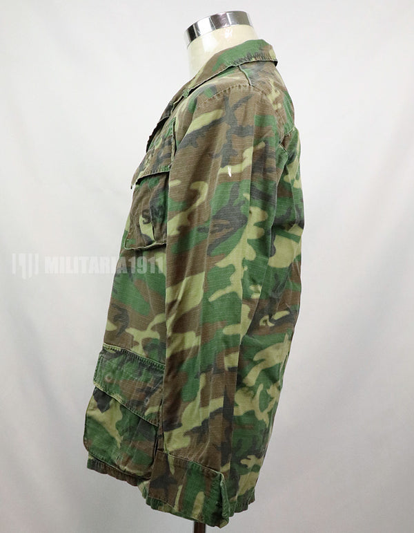 実物　アメリカ軍 USMC　製造年不明　ERDL　ジャングルファティーグジャケット 使用感あり　中古品 グリーンリーフ