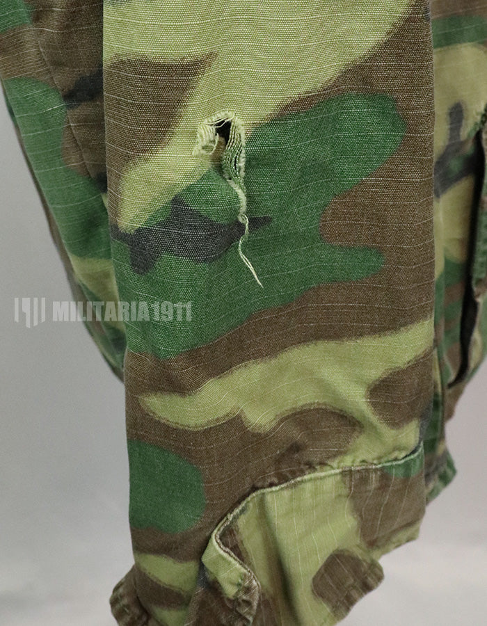 実物　アメリカ軍 USMC　製造年不明　ERDL　ジャングルファティーグジャケット 使用感あり　中古品 グリーンリーフ
