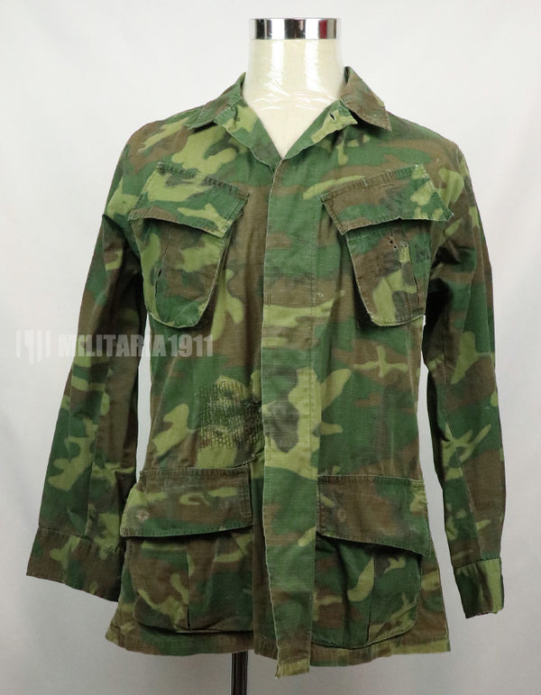 Original US Military USMC 1969 ERDL Jungle Fatigue Jacket, used, used Green leaf