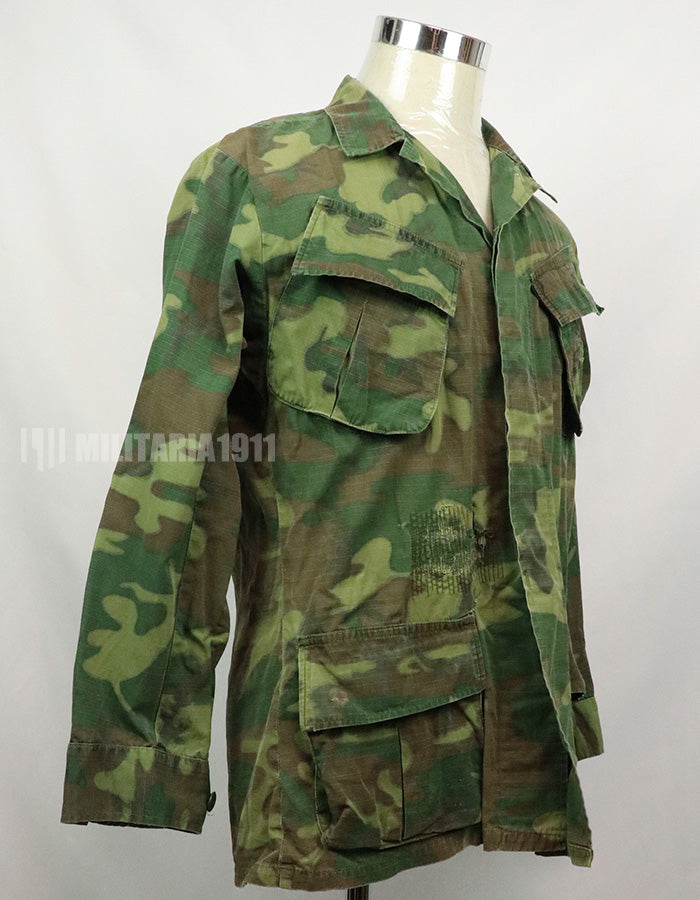 Original US Military USMC 1969 ERDL Jungle Fatigue Jacket, used, used Green leaf