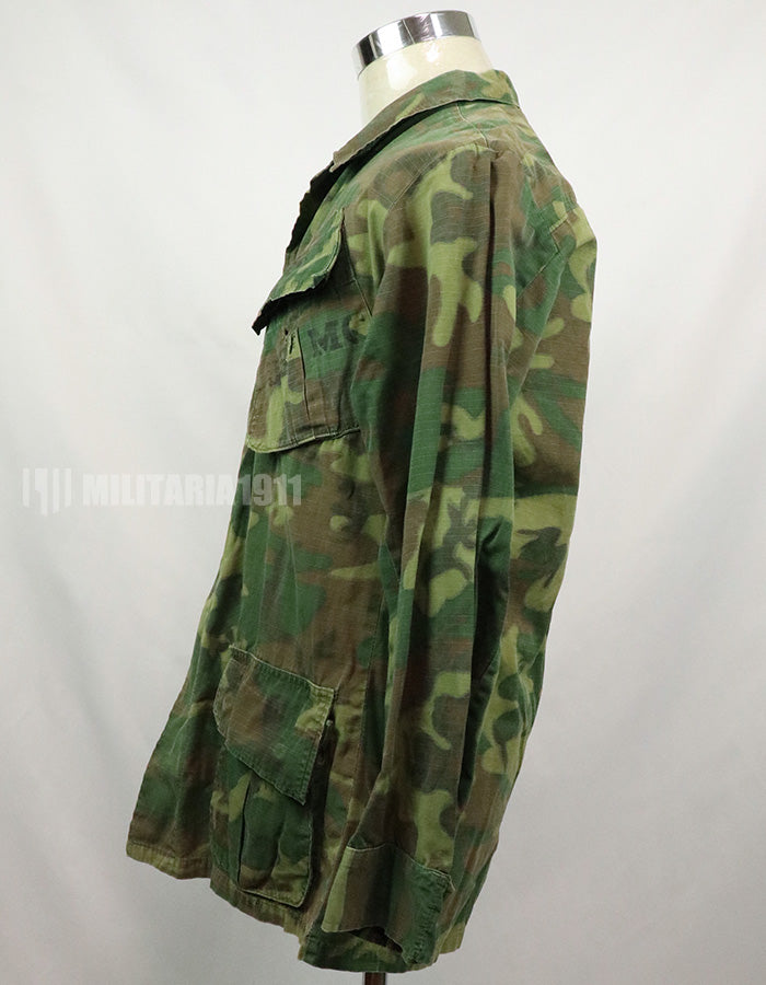 Original US Military USMC 1969 ERDL Jungle Fatigue Jacket, used, used Green leaf