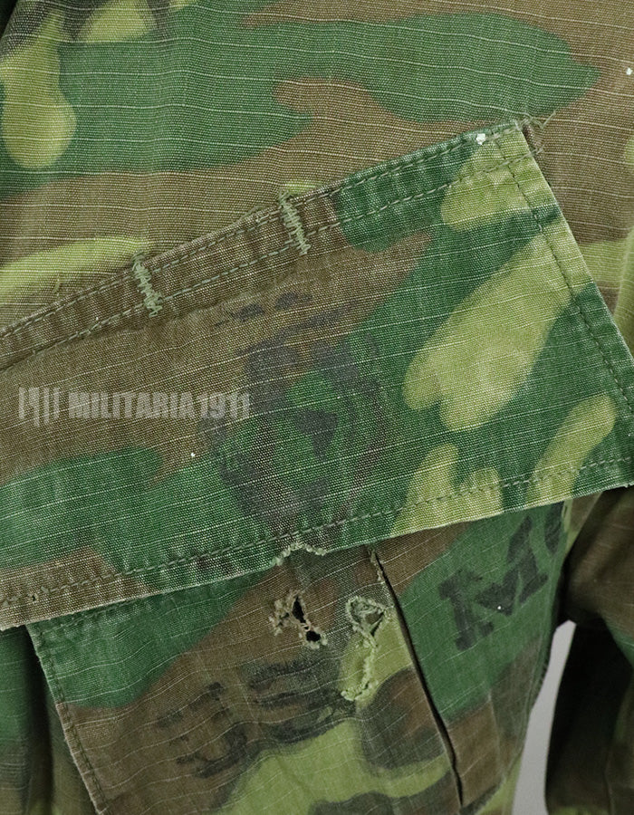 Original US Military USMC 1969 ERDL Jungle Fatigue Jacket, used, used Green leaf
