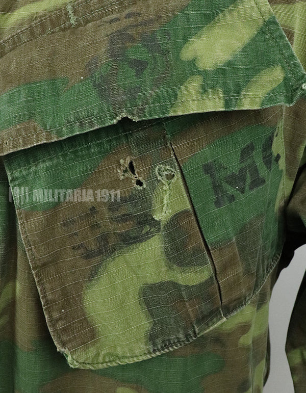 Original US Military USMC 1969 ERDL Jungle Fatigue Jacket, used, used Green leaf