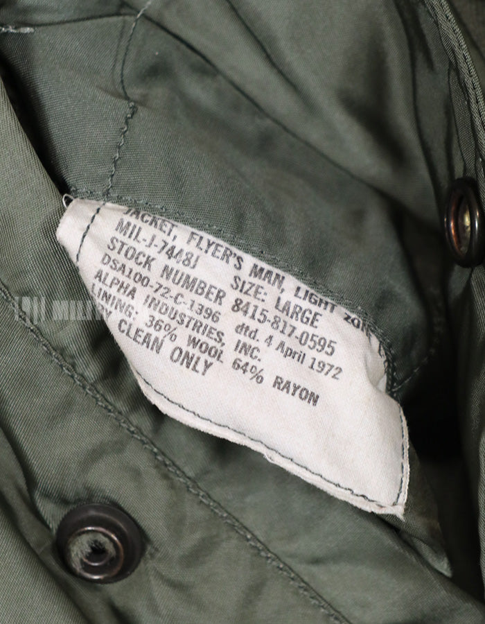 Real 1972 USAF L-2B Flight Jacket with insignia (retrofitted)