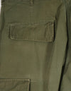 Real 1967 Poplin jungle fatigues pants, used, button damaged.