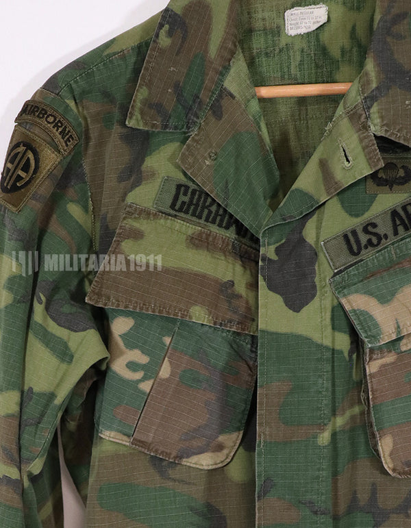 実物　1969年製 アメリカ陸軍　ERDL リップストップ生地　迷彩ジャケット　パッチ付き（後付け）