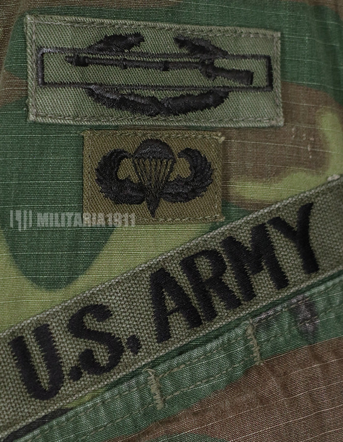 実物　1969年製 アメリカ陸軍　ERDL リップストップ生地　迷彩ジャケット　パッチ付き（後付け）