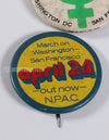 Vietnam War, Anti War item, beer can badge, hippie, damaged.